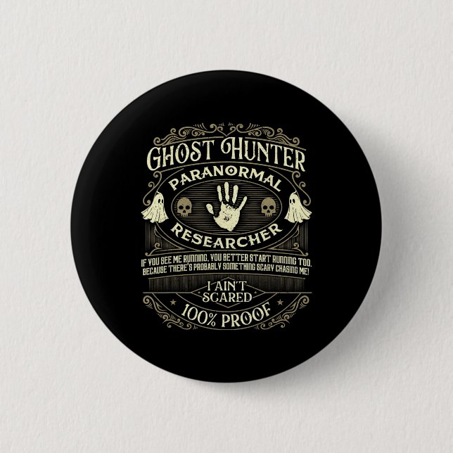 Ghost Hunter - Ghost Hunting Halloween Paranormal Knapp (Framsida)