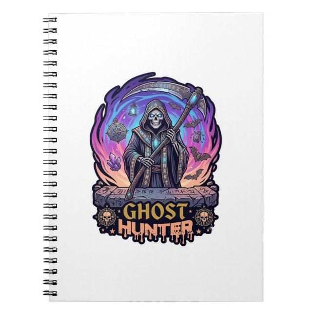 Ghost Hunter Grim Reaper Skelett Lie Sken Purple F Anteckningsbok (Framsidan)