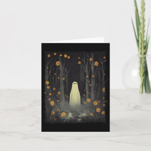 Ghost i Blommigten Forest Halloween Gothic Spooky Kort