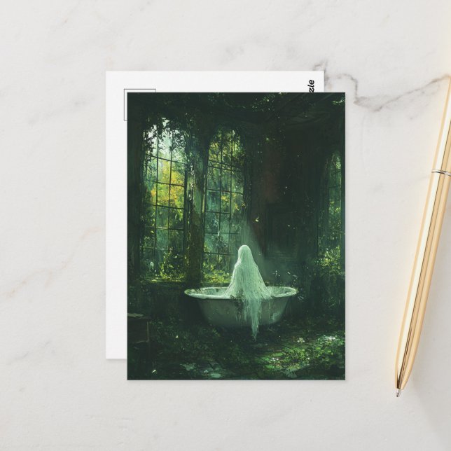 Ghost i det övergivna huset Bathtub Vykort (Fram/Back In Situ)