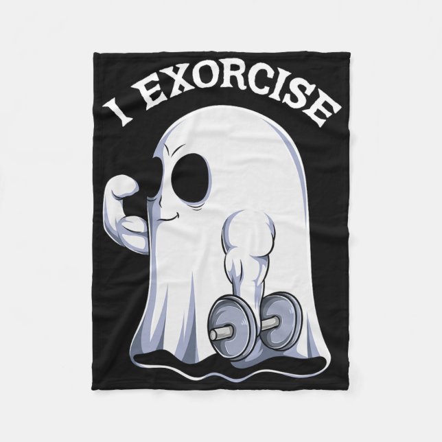 Ghost I Exorcize Funny Gym Exercise Workout Spooky Fleecefilt (Framsidan)