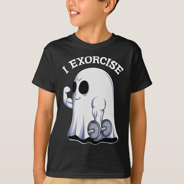 Ghost I Exorcize Roligt Gym Exercise Workout Spook T Shirt (Framsida)