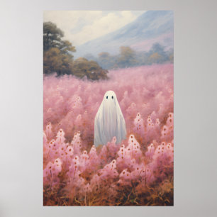 Ghost i rosa blommigt fält poster
