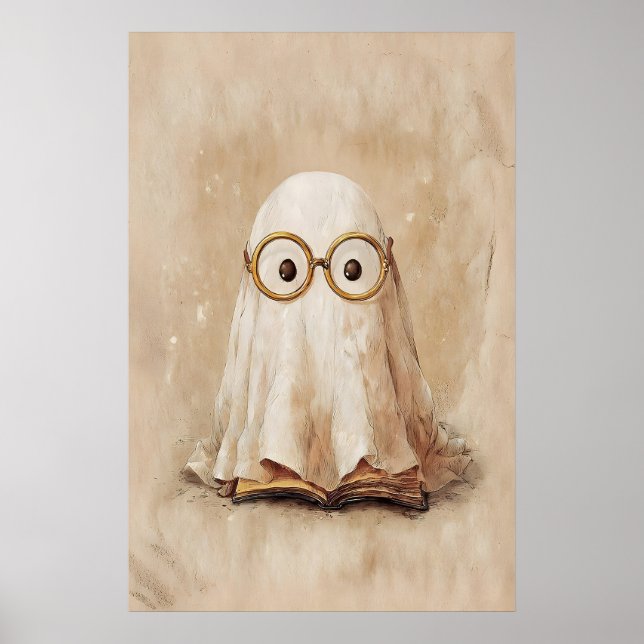 Ghost In Glasses With Book Print, Digital Poster (Framsidan)