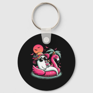 Ghost in Livbuoy Flamingo on a Bassäng Flyter somm Nyckelring