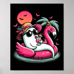 Ghost in Livbuoy Flamingo on a Bassäng Flyter somm Poster