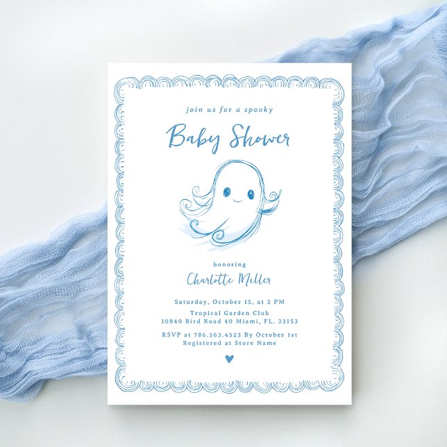 Ghost-inbjudan till Cute Halloween Baby Shower Inbjudningar (Skapare uppladdad)