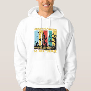 Ghost Is Coming Halloween Spökhus Häxa Uggla_ Hoodie