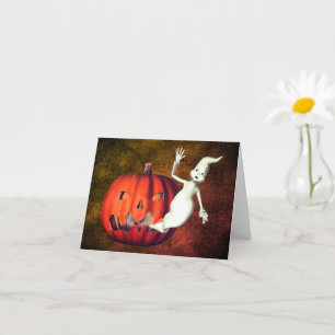 Ghost Jack o lantern Cute Halloween-anteckningskor Kort