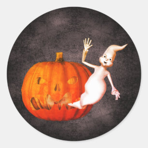 Ghost Jack o lantern Halloween Funny Runt Klistermärke