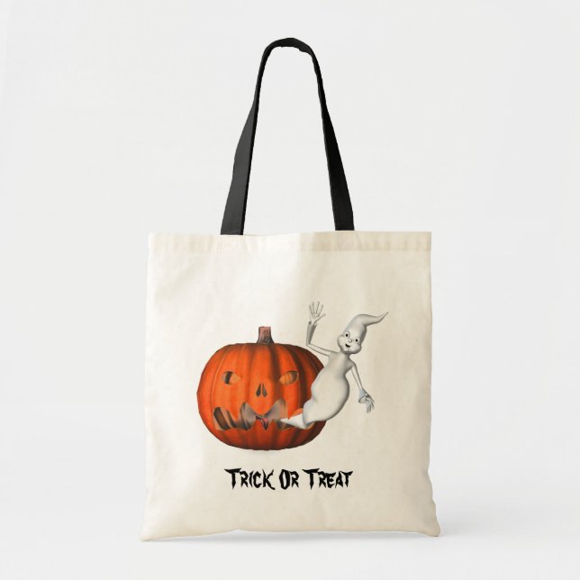 Ghost Jack o lantern Halloween Funny Tote Bag Tygkasse (Framsidan)