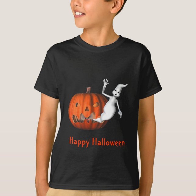 Ghost Jack o lantern Kids Halloween T Shirt (Framsida)