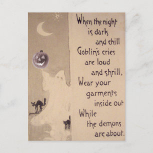 Ghost Jack o lantern Pumpkin Black Cat Vykort