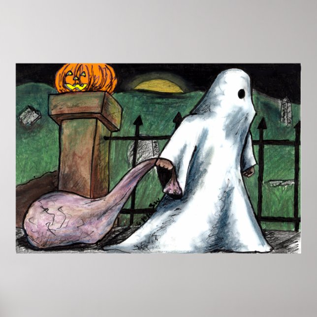 Ghost Jack O'Lantern Costume Cemetery Candy Poster (Framsidan)