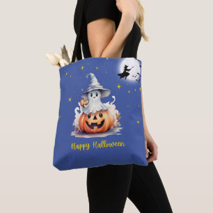 Ghost Jack-O'Lantern Full Moon Stars Halloween Tygkasse