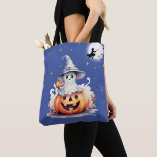 Ghost Jack-O'Lantern Full Moon Stars Halloween Tygkasse