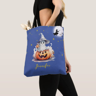 Ghost Jack-O'Lantern Full Moon Stars Halloween Tygkasse