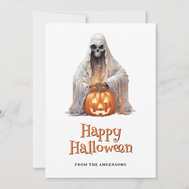 Ghost Jack O'Lantern Happy halloween Card Julkort (Framsida)