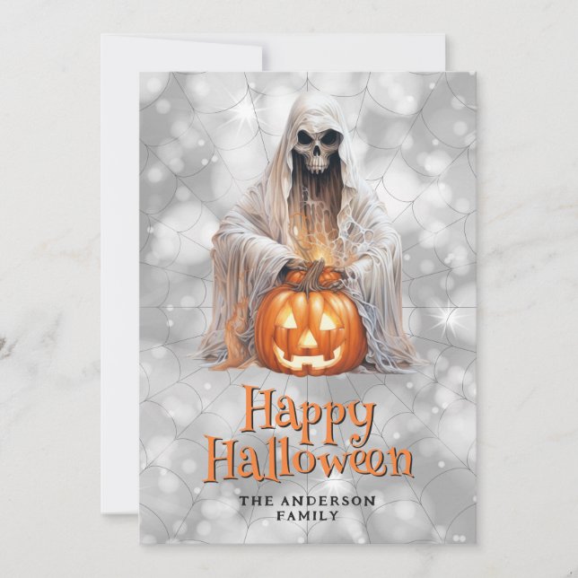 Ghost Jack O'Lantern Happy halloween Card Julkort (Framsida)
