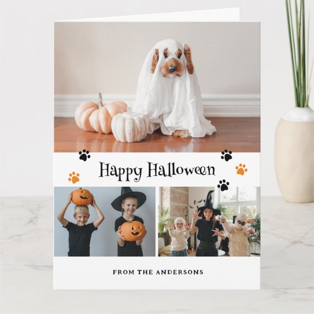 Ghost Jack O'Lantern Pet Photo Halloween Card Kort (Framsida)
