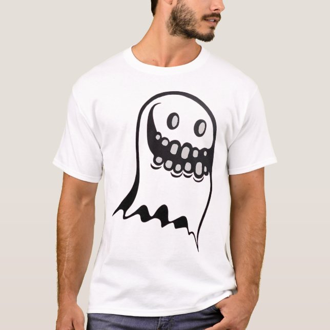 Ghost Jaws Halloween Creepy Smile Design T Shirt (Framsida)