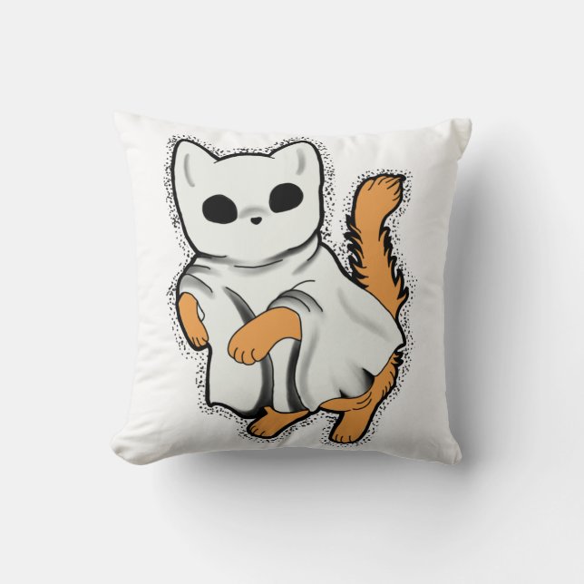 Ghost katt är redo att förfölja Pillow Kudde (Framsida)