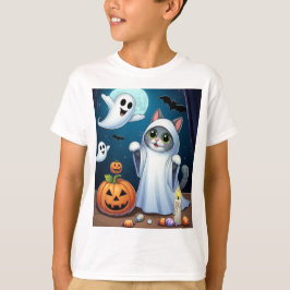 Ghost Kattunge Halloween Costume T Shirt