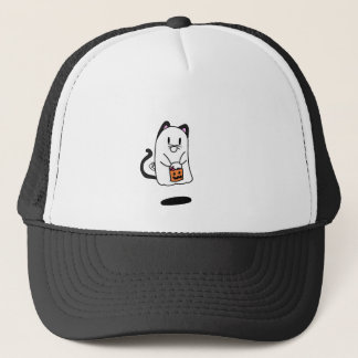 Ghost klädd till katt för Halloween Keps