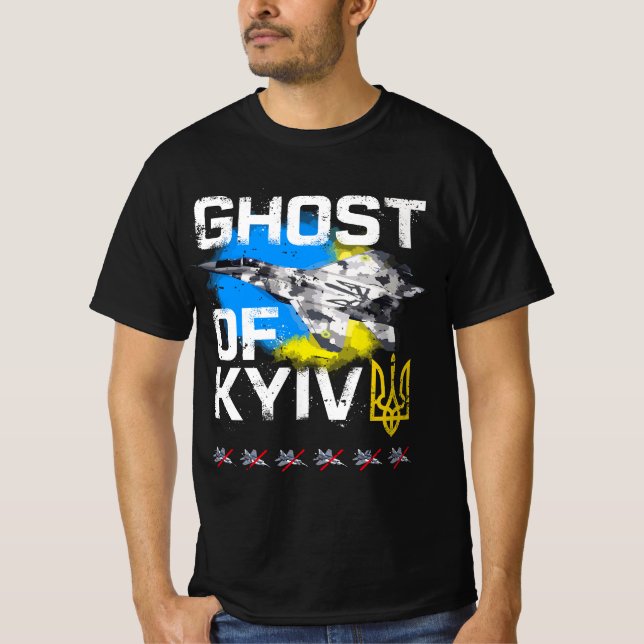 GHOST KYIV Ukraina-kämpen jet T Shirt (Framsida)