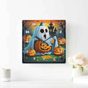 Ghost-lampor i Halloween-treaterna! 🎃 Fyrkantig Klocka