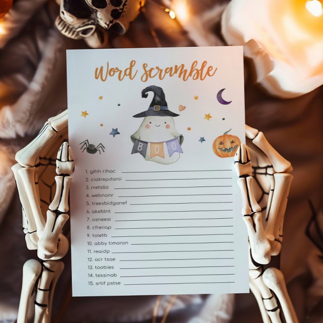 Ghost Little Boo Baby Shower Ord Scramble Game (Little Boo Baby Shower Word Scramble with Front and Back)