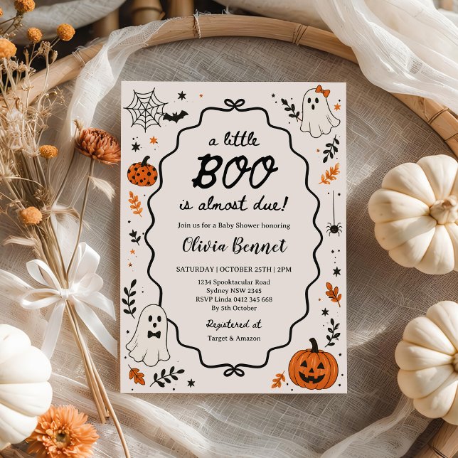 Ghost Little Boo Förväntas Halloween Baby Shower Inbjudningar (Skapare uppladdad)