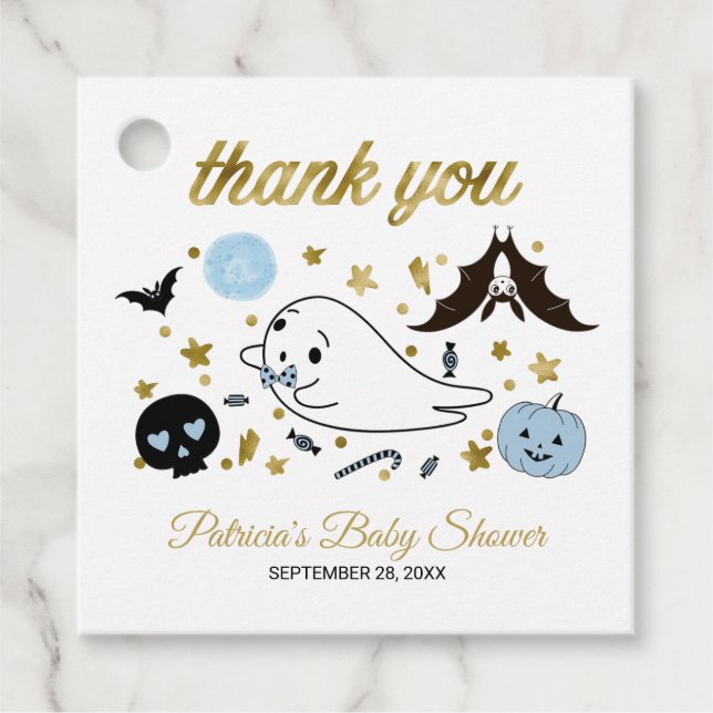 Ghost Little Boo Halloween Baby Shower Favor Gåvor Etiketter (Framsida)