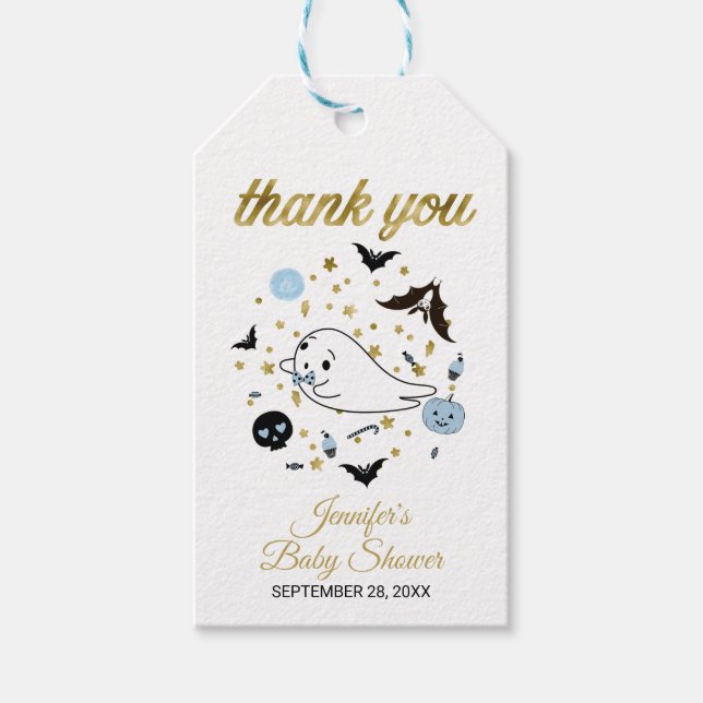 Ghost Little Boo Halloween Baby Shower Favor Presentetikett (Framsidan)
