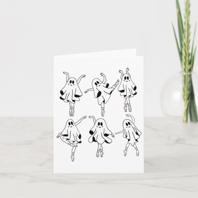 Ghost Llerinas Llet Dance Halloween Cute Ghost Kort (Framsida)