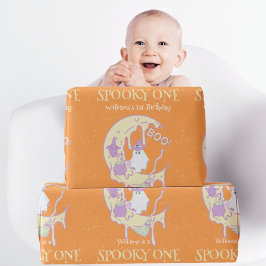 Ghost Måne Boo Spooky One Halloween 1st Birthday Presentpapper