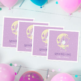 Ghost Måne Cute Spooky One Halloween 1st Birthday Pappersservett