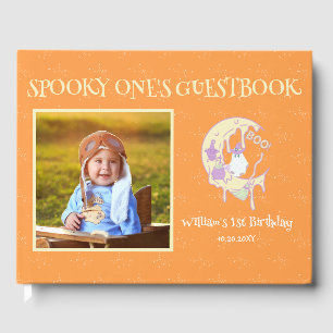 Ghost Måne Spooky One Boy 1st Birthday Halloween Gästböcker