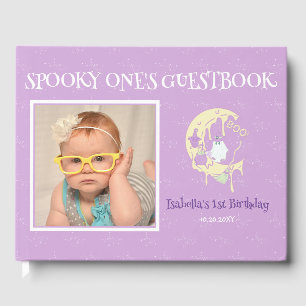 Ghost Måne Spooky One Girl 1st Birthday Halloween Gästböcker