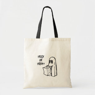 Ghost med Bag Bus eller godis Candy Tote Bag Tygkasse