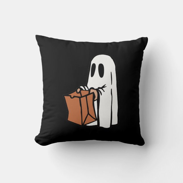 Ghost med Bag Trick eller Behandla på Black Kudde (Framsida)