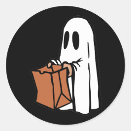 Ghost med Bag Trick eller Behandla på Black Runt Klistermärke