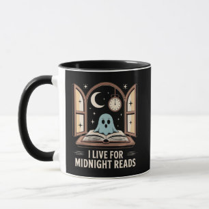 Ghost med Bok Midnight Reads Cream och Guld Mugg