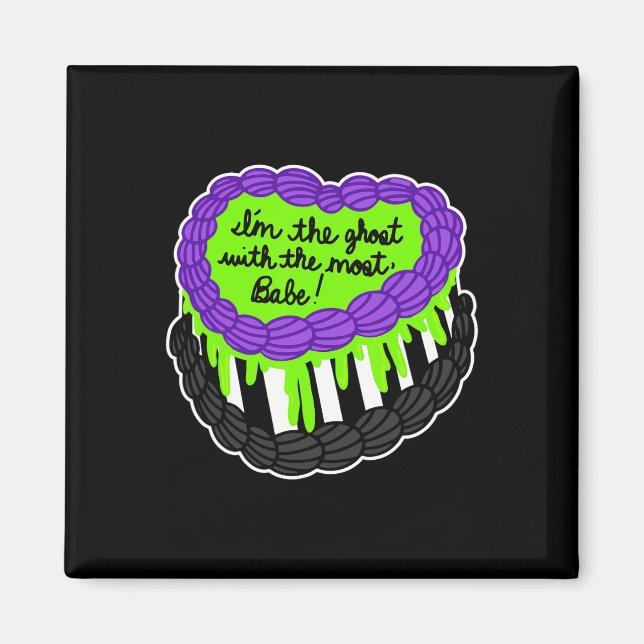 Ghost med den mest babe Halloween-kakans design Magnet (Framsidan)