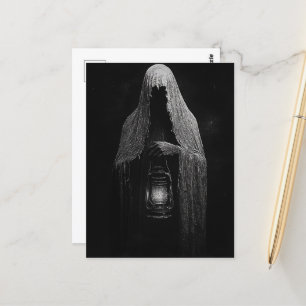 Ghost med en svart och vit lanterna vykort