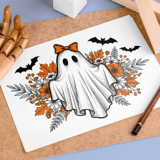 Ghost med Fladdermus Halloween Decoupage Poster Pa