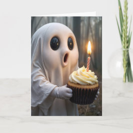 Ghost med födelsedagskupaka kort