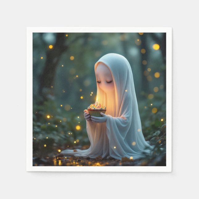 Ghost med födelsedagskupaka pappersservett (Framsidan)