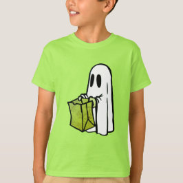 Ghost med Grönt Bag Trick eller Behandling T Shirt