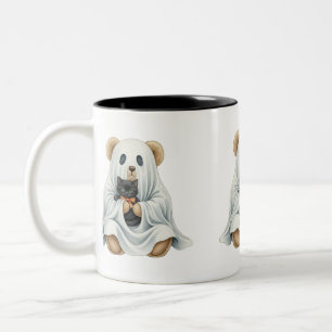 Ghost med Kitten, Nalle, Halloween, författare N Två-Tonad Mugg